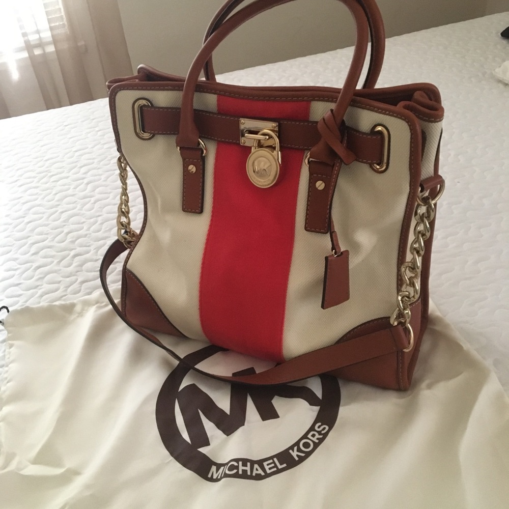 Michael Kors canvas/leather satchel w. dust bag